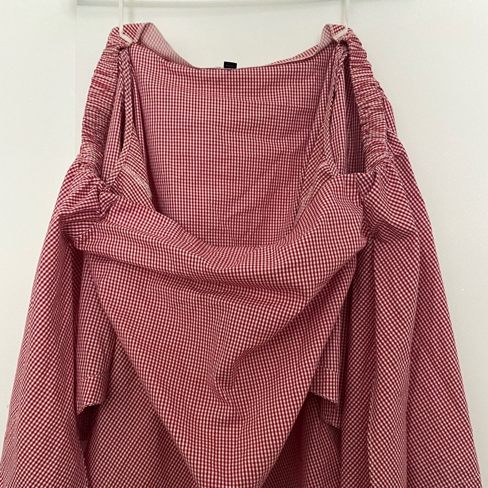 Off the shoulder red gingham top Banana Republic